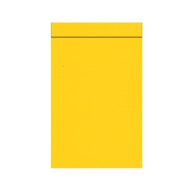 Geschenkzakjes met 2 cm klepje, buiten- en binnenkant effen geel op sterk geribbeld mat papier.
 