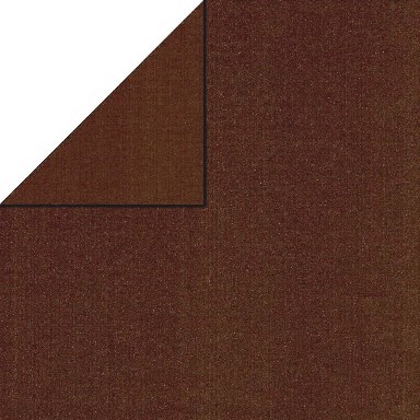 Inpakpapier voorzijde uni bruin, achterzijde uni bruin op sterk geribbeld mat papier.
 