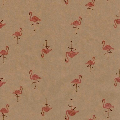 Inpakpapier voorzien van flamingo's op sterk naturel eco papier.
 