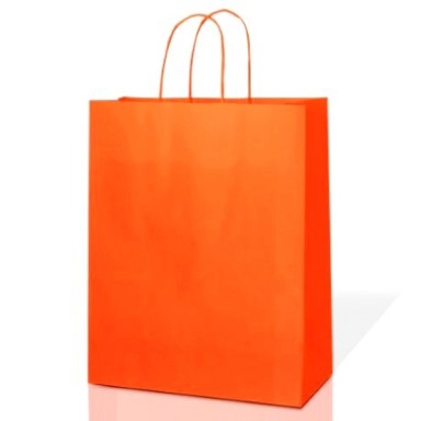 Papieren draagtassen met gedraaide handvatten - oranje
 