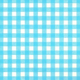 Toonbankrollen cadeaupapier blauw wit geruit op sterk wit gestreept papier.
 