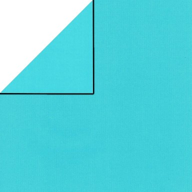 Inpakpapier voorzijde uni licht blauw, achterzijde uni licht blauw op sterk geribbeld mat papier.
 