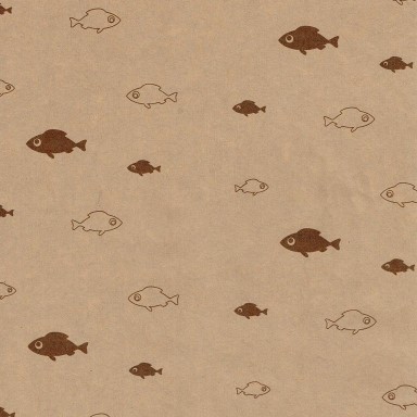 Inpakpapier met vissen op sterk naturel eco papier.
 