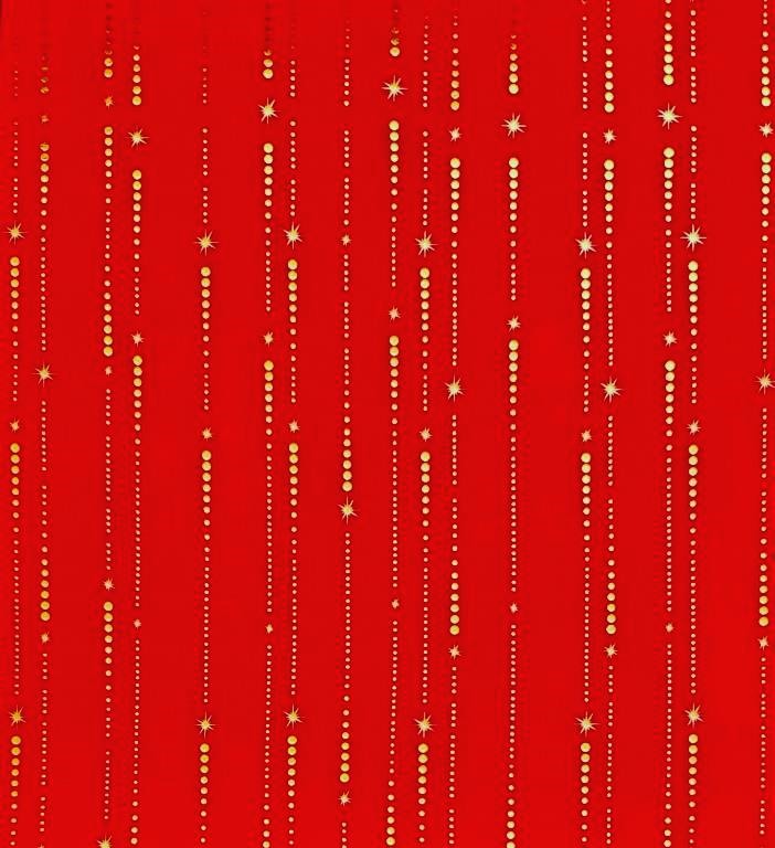 Cadeaupapier goud metallic sterrenregen in mat rode achtergrond op gemetalliseerd papier.
 