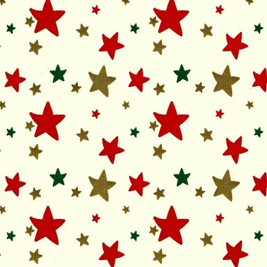Geschenkpapier met kerst sterren op ivoor geribd papier.
 