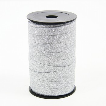 Krullint metallic glitter zilver (geen glitterverlies).
 