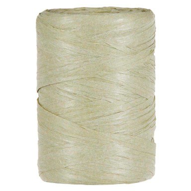 Raffia lint van papier op een rol, olijfgroen.
 