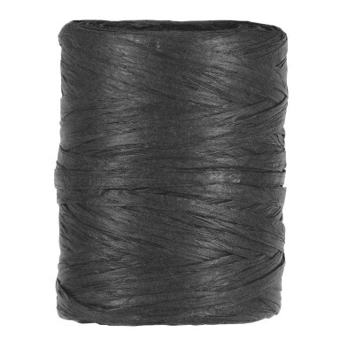 Raffia lint van papier op een rol, zwart.
 