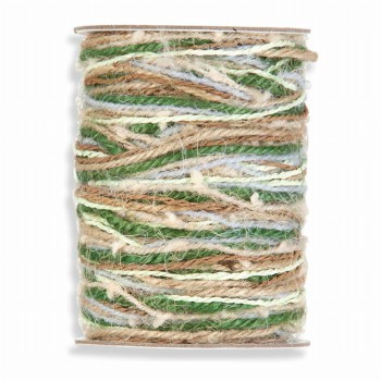 Inpaktouw jute en wol kleurenmix naturel/groen.
 