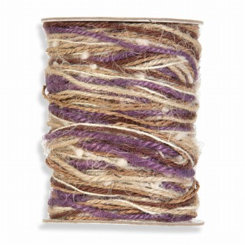 Inpaktouw jute en wol kleurenmix naturel/paars.
 