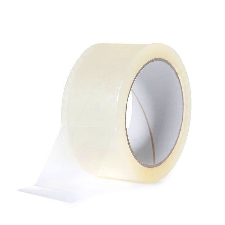 Pp tape 48 mm × 66 meter transparant low noise 35 micron.
 